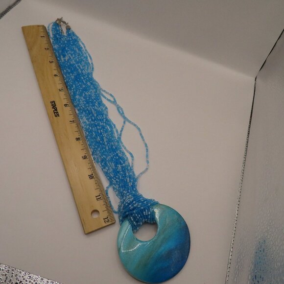 Light Blue Seed Bead Necklace - Picture 4 of 6